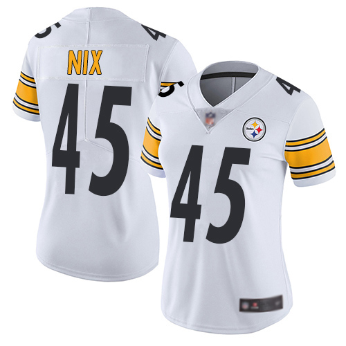 Women Pittsburgh Steelers Football #45 Limited White Roosevelt Nix Road Vapor Untouchable Nike NFL Jersey->youth nfl jersey->Youth Jersey